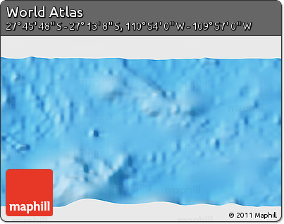 Physical 3D Map of the Area around 27° 29' 28" S, 110° 25' 30" W