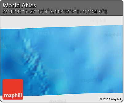 Physical 3D Map of the Area around 27° 29' 28" S, 111° 25' 30" E