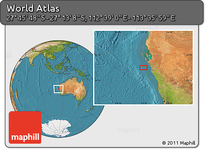 Satellite Location Map of the Area around 27° 29' 28" S, 113° 7' 30" E