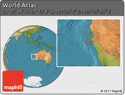 Satellite Location Map of the Area around 27° 29' 28" S, 113° 7' 30" E
