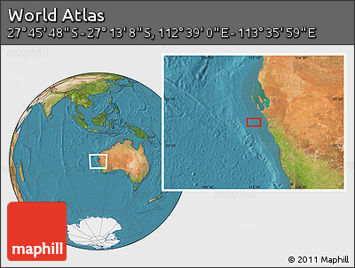 Satellite Location Map of the Area around 27° 29' 28" S, 113° 7' 30" E