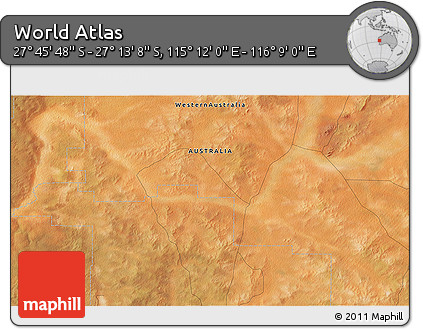 Satellite 3D Map of the Area around 27° 29' 28" S, 115° 40' 30" E