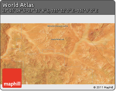 Satellite 3D Map of the Area around 27° 29' 28" S, 115° 40' 30" E