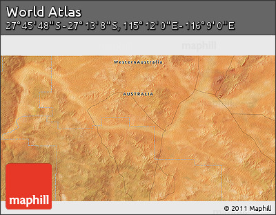 Satellite 3D Map of the Area around 27° 29' 28" S, 115° 40' 30" E