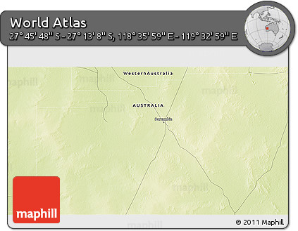 Physical 3D Map of the Area around 27° 29' 28" S, 119° 4' 29" E