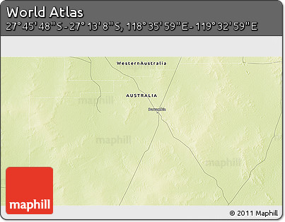Physical 3D Map of the Area around 27° 29' 28" S, 119° 4' 29" E