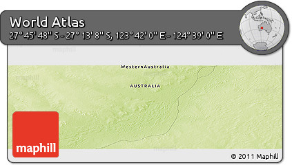 Physical Panoramic Map of the Area around 27° 29' 28" S, 124° 10' 30" E