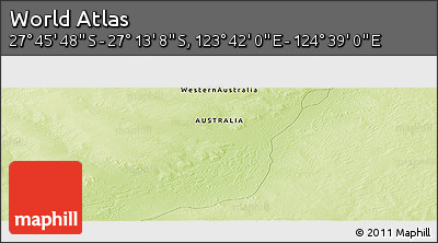 Physical Panoramic Map of the Area around 27° 29' 28" S, 124° 10' 30" E