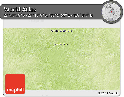 Physical 3D Map of the Area around 27° 29' 28" S, 127° 34' 30" E