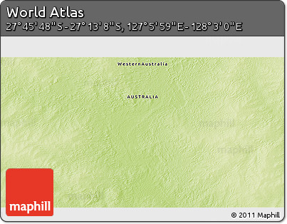 Physical 3D Map of the Area around 27° 29' 28" S, 127° 34' 30" E