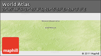 Physical Panoramic Map of the Area around 27° 29' 28" S, 127° 34' 30" E