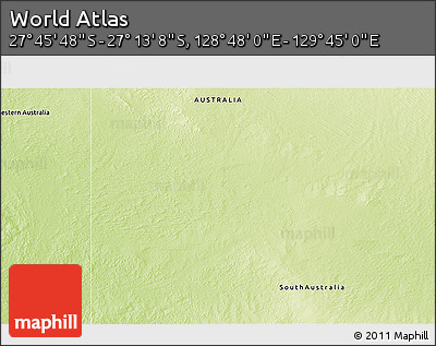 Physical 3D Map of the Area around 27° 29' 28" S, 129° 16' 30" E