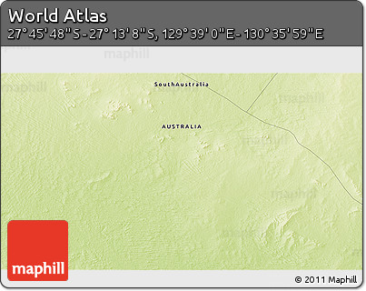 Physical 3D Map of the Area around 27° 29' 28" S, 130° 7' 30" E