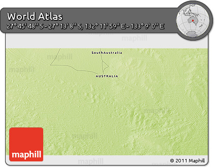 Physical 3D Map of the Area around 27° 29' 28" S, 132° 40' 30" E