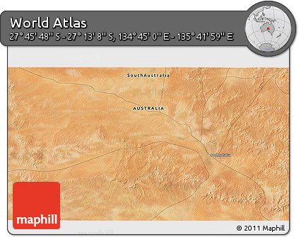 Satellite 3D Map of the Area around 27° 29' 28" S, 135° 13' 29" E