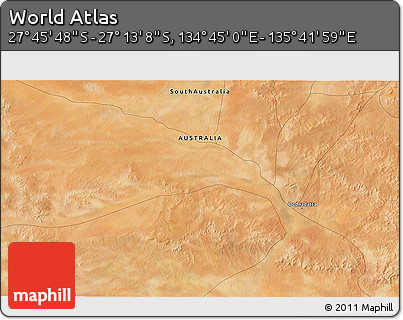 Satellite 3D Map of the Area around 27° 29' 28" S, 135° 13' 29" E