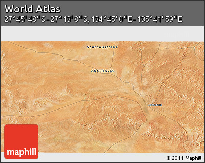 Satellite 3D Map of the Area around 27° 29' 28" S, 135° 13' 29" E