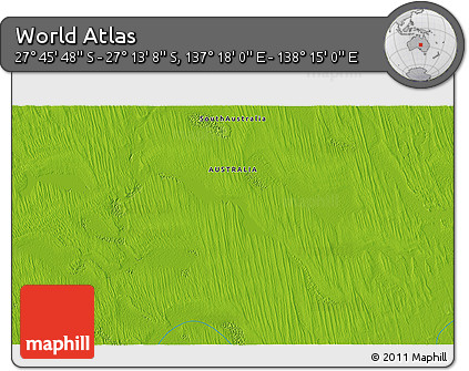 Physical 3D Map of the Area around 27° 29' 28" S, 137° 46' 30" E