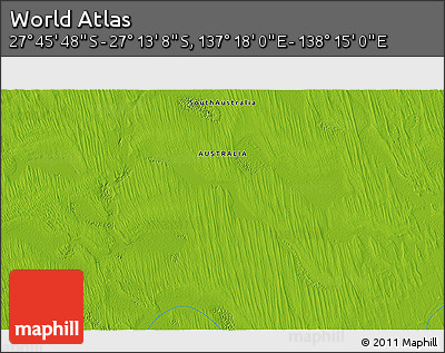 Physical 3D Map of the Area around 27° 29' 28" S, 137° 46' 30" E