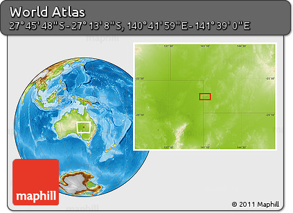 Physical Location Map of the Area around 27° 29' 28" S, 141° 10' 30" E