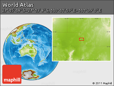 Physical Location Map of the Area around 27° 29' 28" S, 141° 10' 30" E