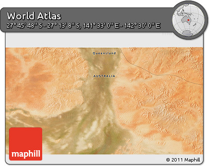 Satellite 3D Map of the Area around 27° 29' 28" S, 142° 1' 30" E