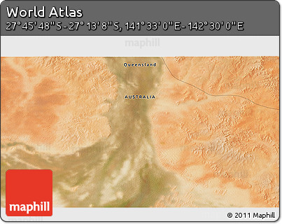 Satellite 3D Map of the Area around 27° 29' 28" S, 142° 1' 30" E