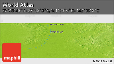 Physical Panoramic Map of the Area around 27° 29' 28" S, 142° 1' 30" E