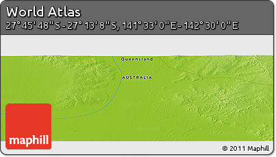 Physical Panoramic Map of the Area around 27° 29' 28" S, 142° 1' 30" E