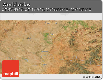 Satellite 3D Map of the Area around 27° 29' 28" S, 148° 49' 29" E