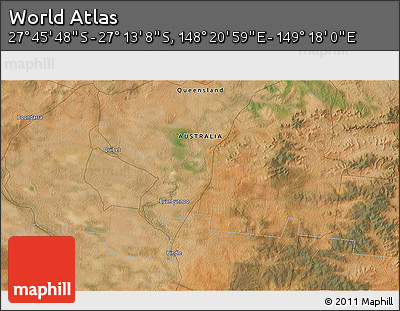 Satellite 3D Map of the Area around 27° 29' 28" S, 148° 49' 29" E