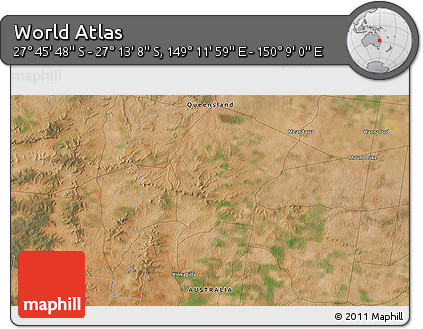 Satellite 3D Map of the Area around 27° 29' 28" S, 149° 40' 30" E