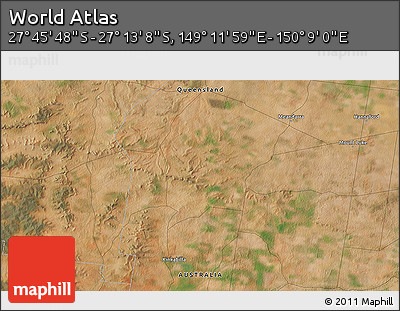 Satellite 3D Map of the Area around 27° 29' 28" S, 149° 40' 30" E