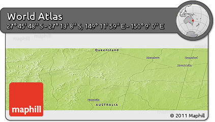Physical Panoramic Map of the Area around 27° 29' 28" S, 149° 40' 30" E