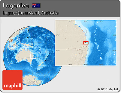 Shaded Relief Location Map of Loganlea