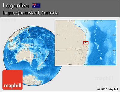 Shaded Relief Location Map of Loganlea