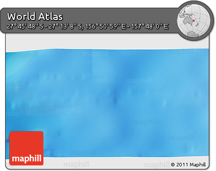 Physical 3D Map of the Area around 27° 29' 28" S, 157° 19' 29" E