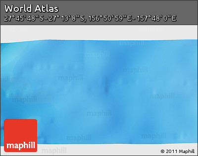 Physical 3D Map of the Area around 27° 29' 28" S, 157° 19' 29" E