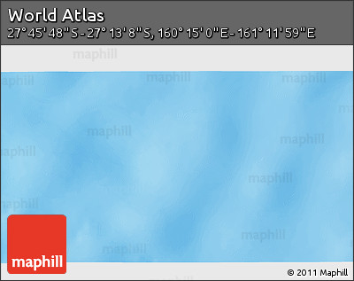 Physical 3D Map of the Area around 27° 29' 28" S, 160° 43' 29" E