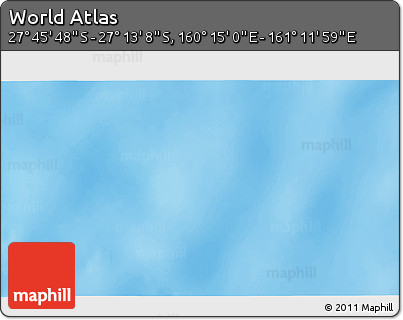 Physical 3D Map of the Area around 27° 29' 28" S, 160° 43' 29" E