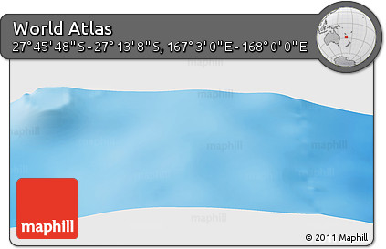 Physical Panoramic Map of the Area around 27° 29' 28" S, 167° 31' 30" E