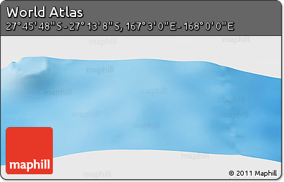 Physical Panoramic Map of the Area around 27° 29' 28" S, 167° 31' 30" E