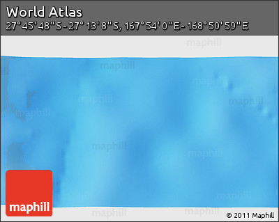 Physical 3D Map of the Area around 27° 29' 28" S, 168° 22' 30" E