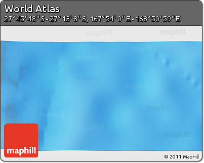 Physical 3D Map of the Area around 27° 29' 28" S, 168° 22' 30" E
