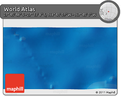 Physical 3D Map of the Area around 27° 29' 28" S, 168° 13' 29" W