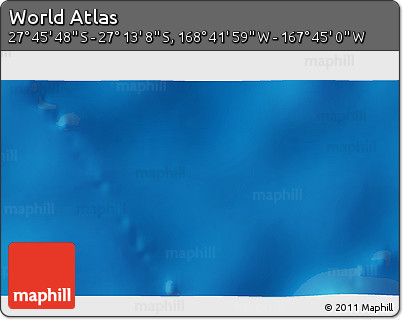 Physical 3D Map of the Area around 27° 29' 28" S, 168° 13' 29" W