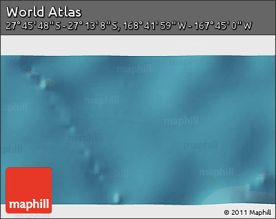 Satellite 3D Map of the Area around 27° 29' 28" S, 168° 13' 29" W
