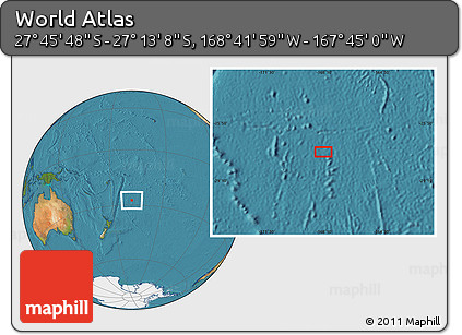 Satellite Location Map of the Area around 27° 29' 28" S, 168° 13' 29" W