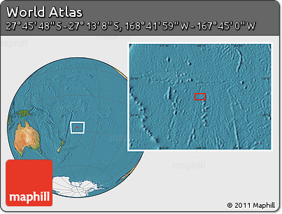 Satellite Location Map of the Area around 27° 29' 28" S, 168° 13' 29" W