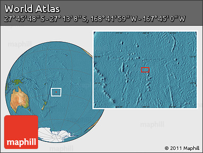 Satellite Location Map of the Area around 27° 29' 28" S, 168° 13' 29" W